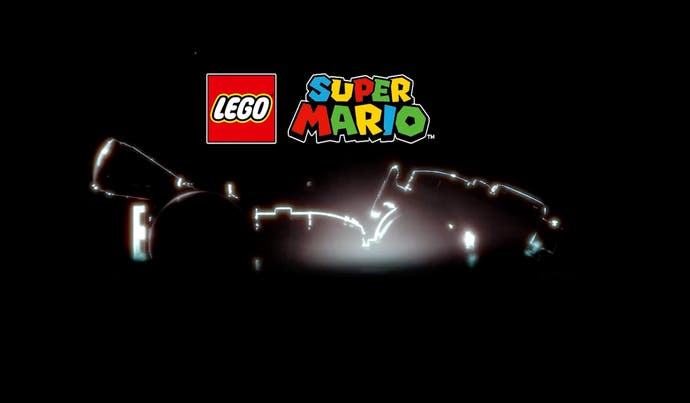 Lego Super Mario and a silhouetted kart racer