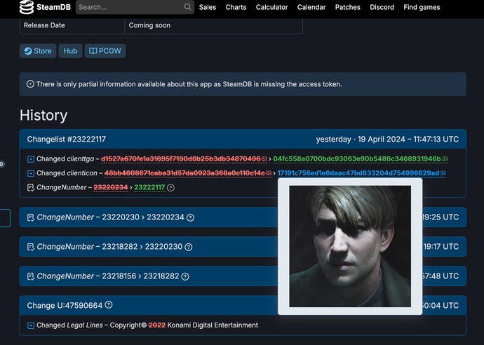 A change to Steam's backend shows off a new character icon for Silent Hill Remake 2