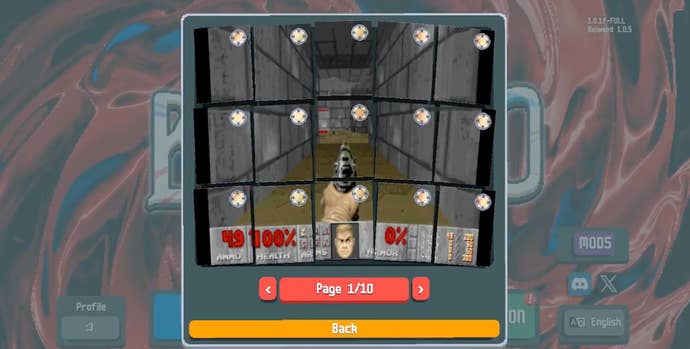 A screenshot showing Doom running in Balatro