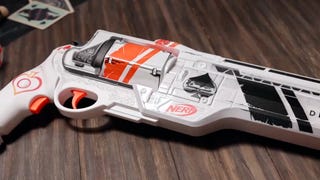 Nerf's physical Blaster, inspired by Destiny 2's Ace of Spades hand cannon