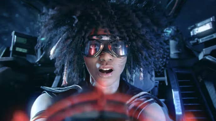 Beyond Good & Evil 2 trailer screenshot showing a woman in a spaceship cockpit.