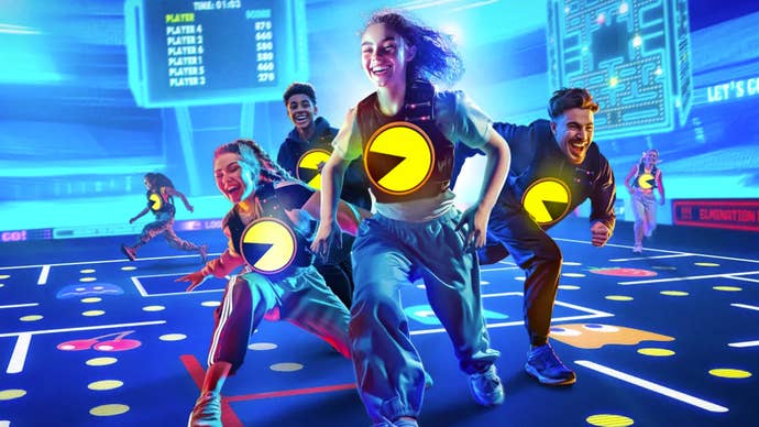Pac-Man Live Experience artwork showing players with light-up vests showing the Pac-Man character.