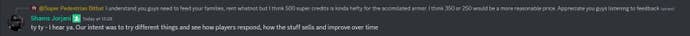 Response from Helldivers 2 Studio Arrowhead CEO Shams Jorjani on Killzone crossover pricing backlash on Discord.