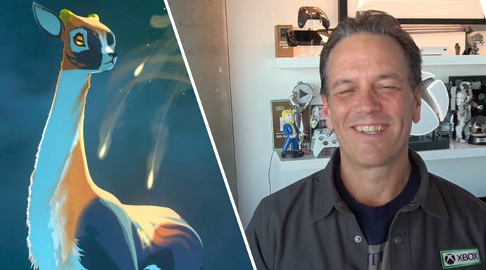 A screenshot from Rare’s Everwild showing a deer with Xbox’s Phil Spencer