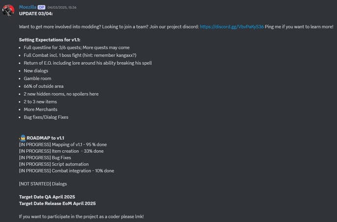 Baldur’s Gate 3 modder Moezilla’s post on Discord.