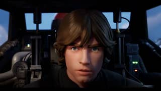 A young Luke Skywalker takes to the skies in an X-Wing in Fortnite