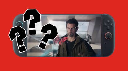 Call of Duty Black Ops 7 screenshot showing Milo Ventimiglia looking at a red butterfly as glass cracks around it on a Switch 2 console. Three question marks are to the side.