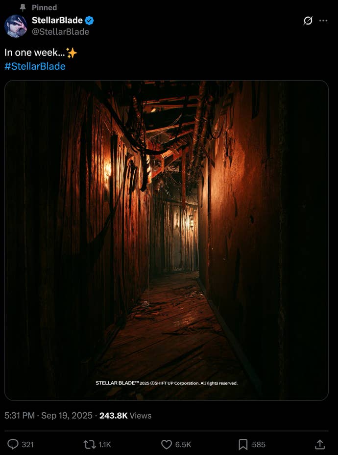 A screenshot of Shift Up's tweet