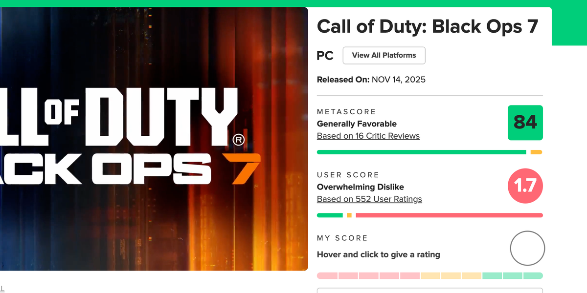 Call of Duty Black Ops 7 Metacritic Score Screenshot
