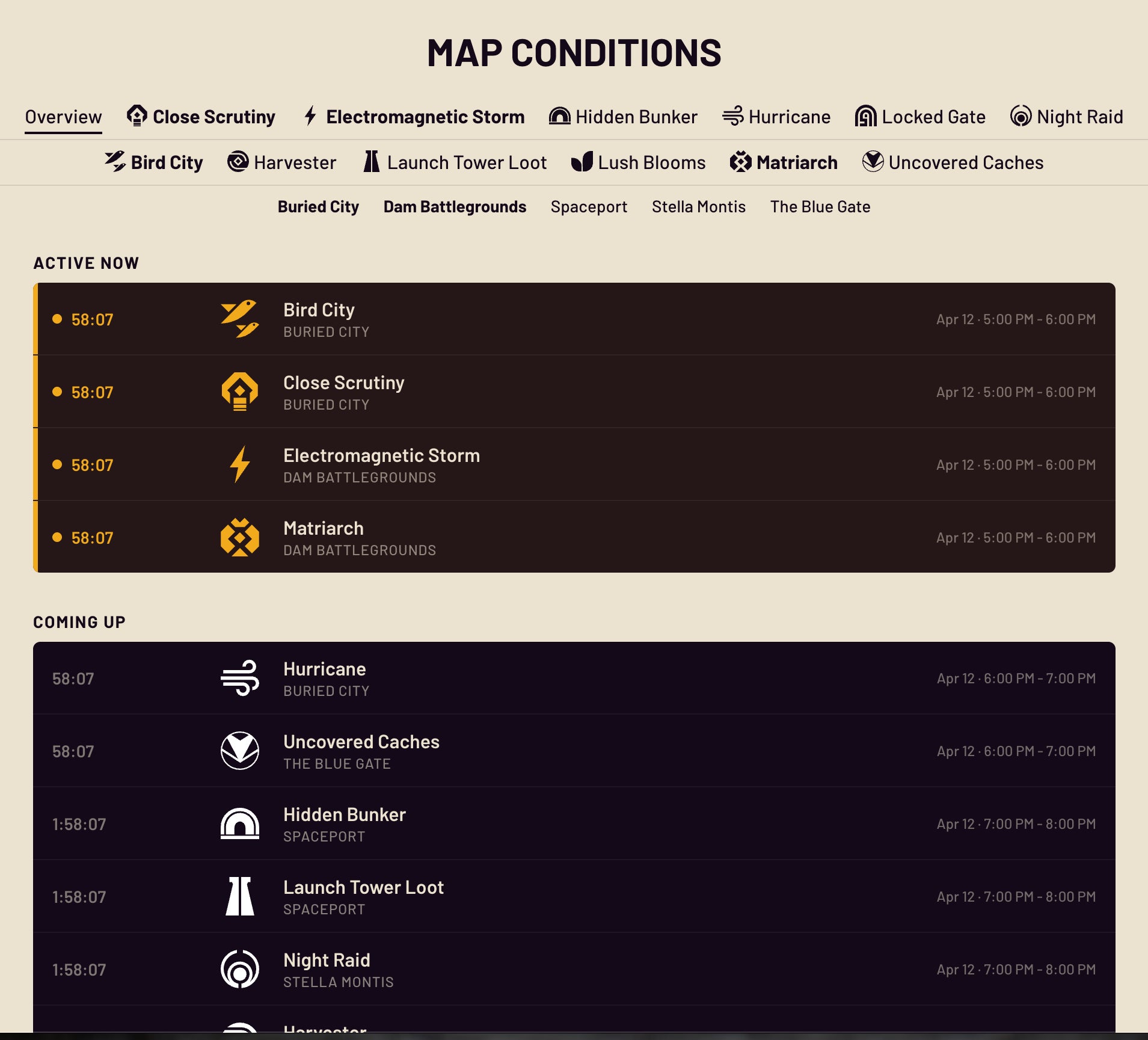 Arc Riders Map Interactive Arc Raiders Launches Map Conditions tracker - here's what the tracker ...