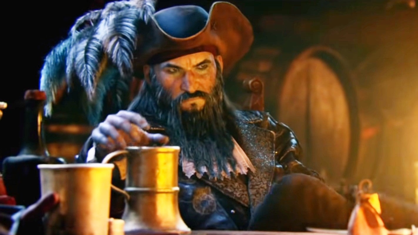 Screenshot from Assassin's Creed Black Flag showing a pirate with a feather adorned hat