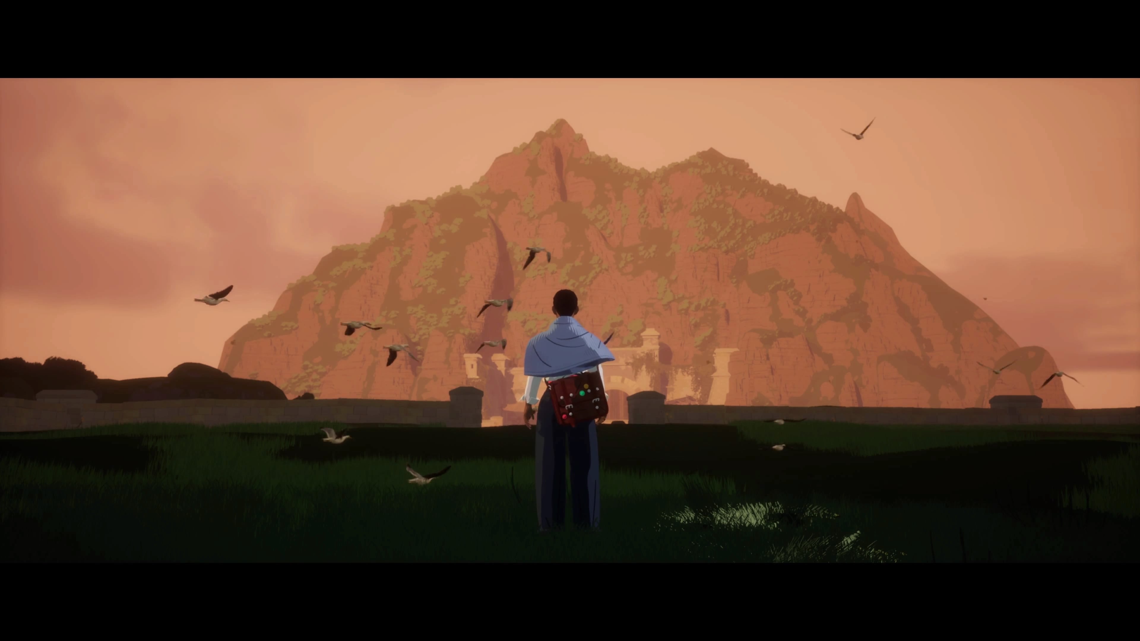Season review - the main character stares outwards at a large rock formation