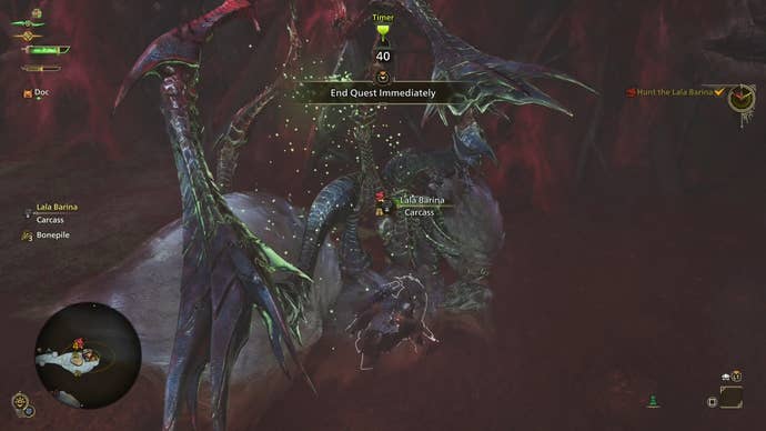 Harvesting Lala Barina in Monster Hunter Wilds.