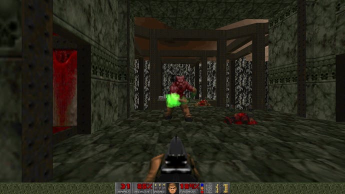 A Baron Of Hell attacks the player in a mod for Sigil