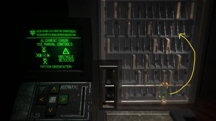 The Library Puzzle in Signalis is shown