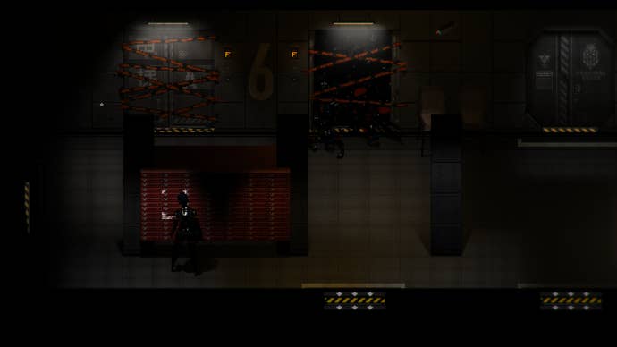 The player faces the postbox on the sixth floor in Signalis