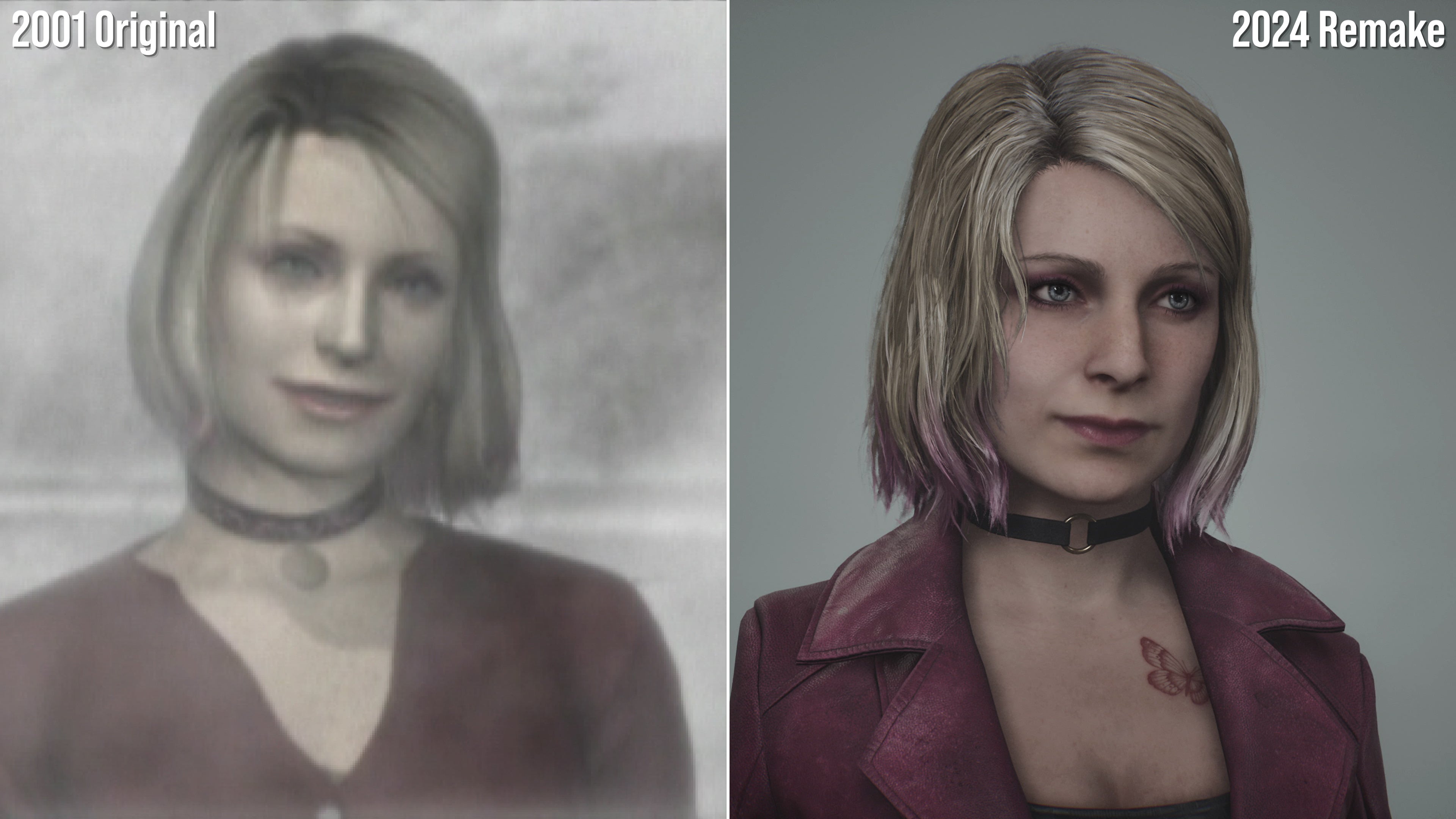 Comparison shots of the original PS2 version of Silent Hill 2 and the PS5 remake.