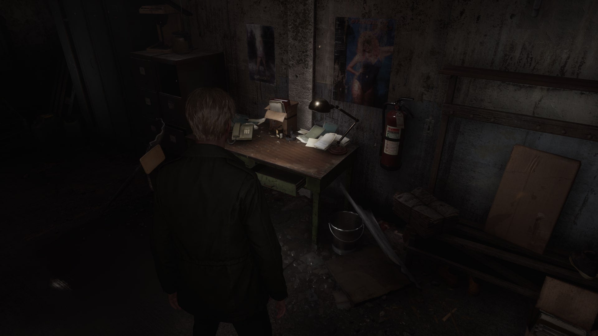 James stands inside Best Auto Parts in the Silent Hill 2 remake