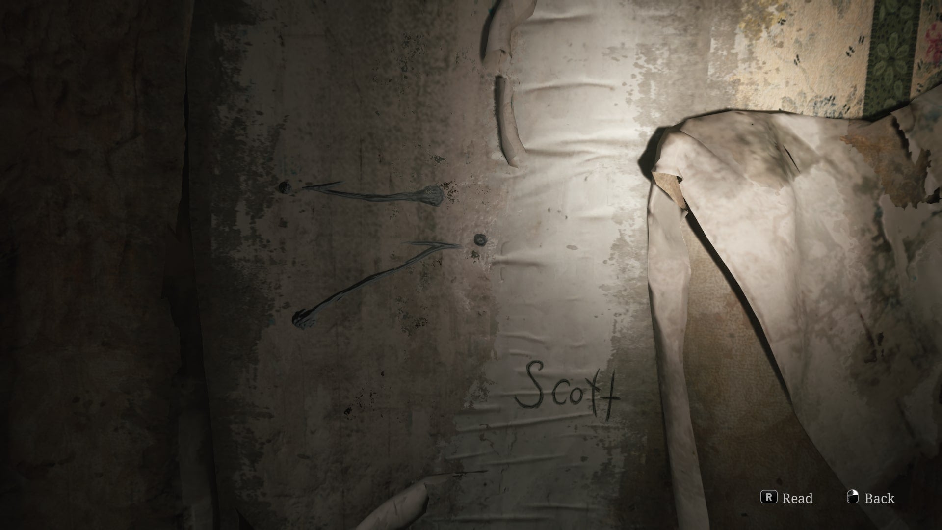 James looks at a note on the wall in Blue Creek Apartments, referring to the Grandfather Clock puzzle in the Silent Hill 2 Remake - 3