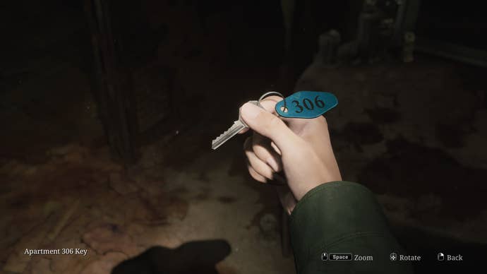 James collects the Blue Creek Apartments Room 306 Key in the Silent Hill 2 Remake