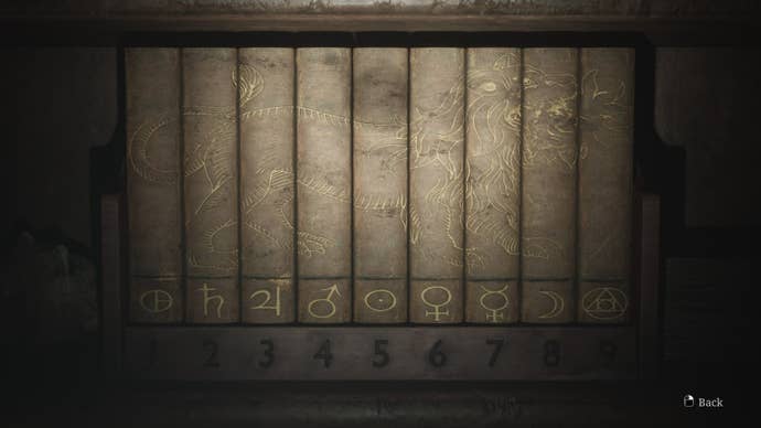 James aligns some books to reveal a symbol-numerical code to use a cipher in Brookhaven Hospital in the Silent Hill 2 remake