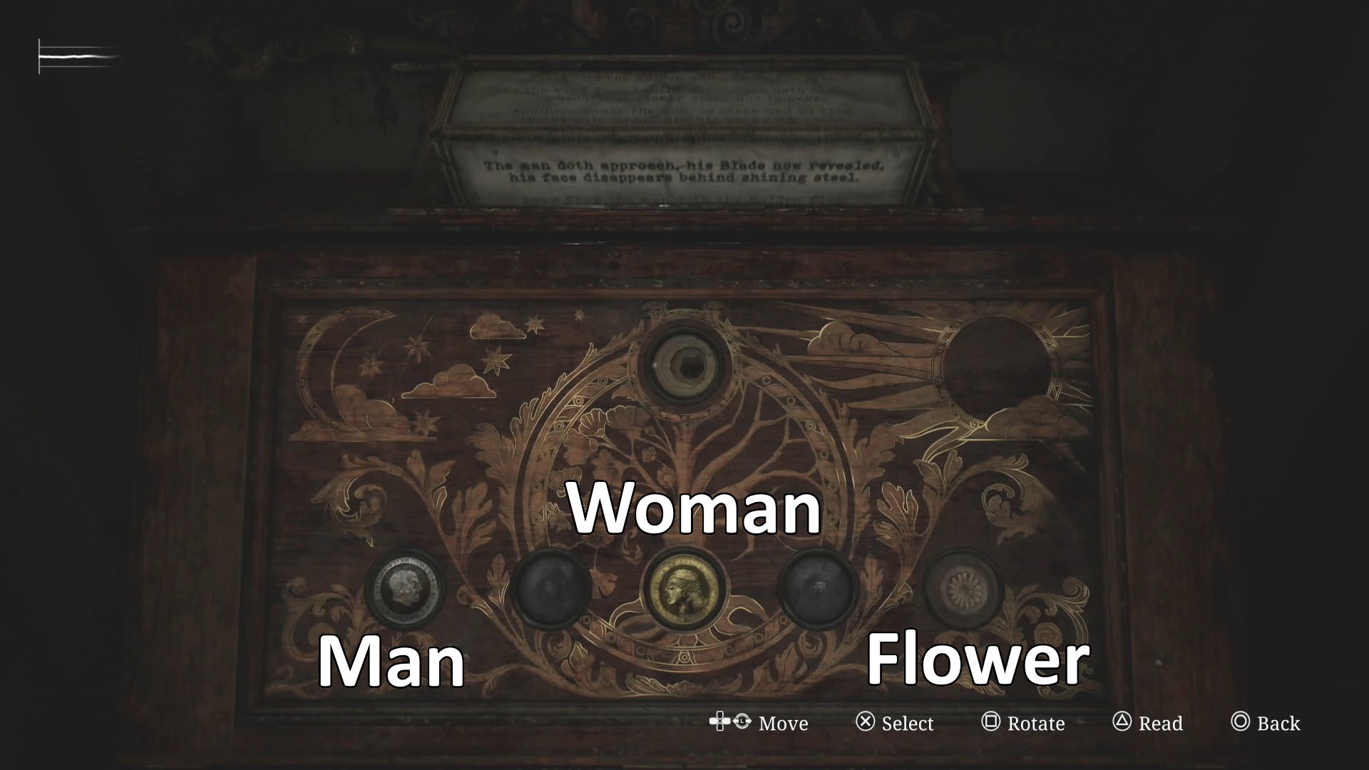 The first puzzle solution for the Coin Cabinet puzzle in Silent Hill 2.