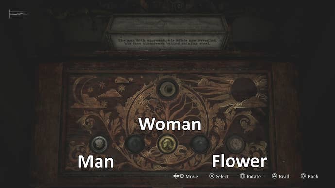 The first puzzle solution for the Coin Cabinet puzzle in Silent Hill 2.