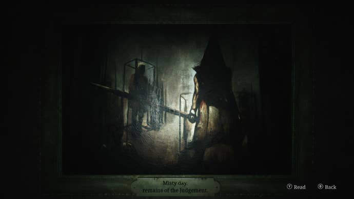 A painting of Pyramid Head in the Historical Society is shown in the Silent Hill 2 remake