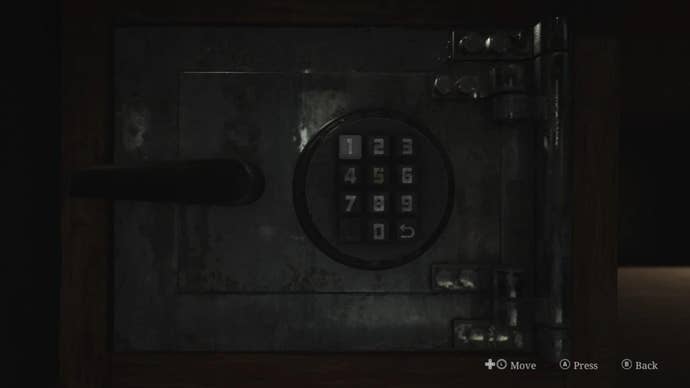 James interacts with a locked safe in the Silent Hill 2 remake’s motel, Jack’s Inn