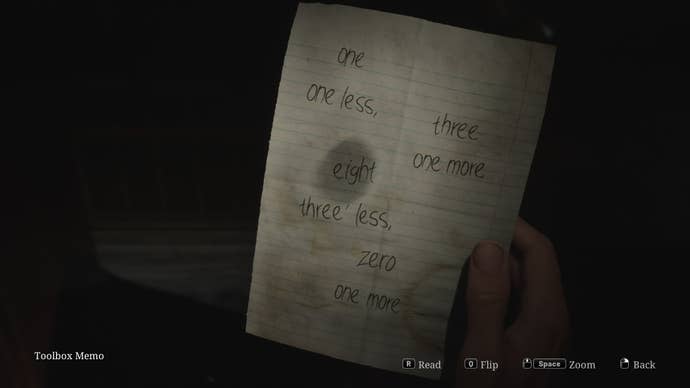 James reads the Tool Box Memo at Jack’s Inn in the Silent Hill 2 remake