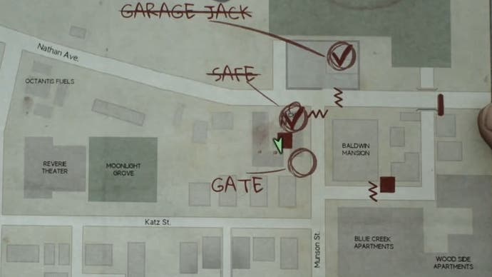 Map showing the location of the safe and door to Jack's Inn in Silent Hill.