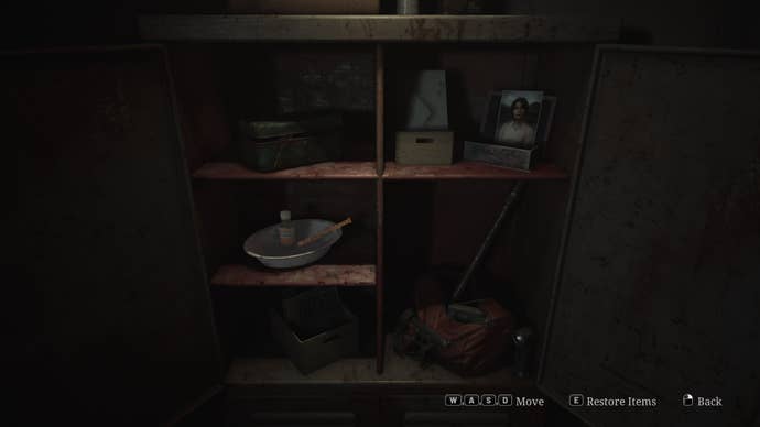 James deposits all of his belongings in a cabinet in the Lake View Hotel Employee Elevator in the Silent Hill 2 remake