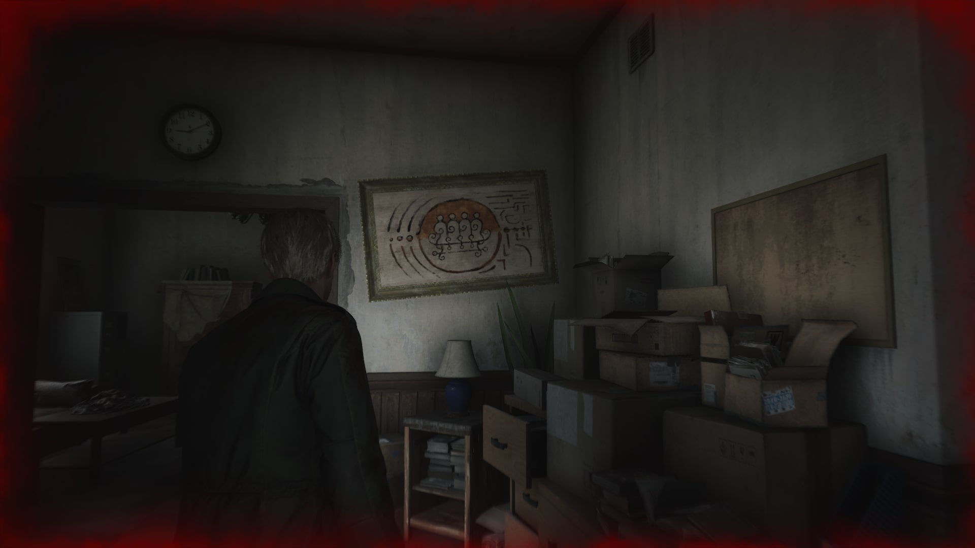 James looks at a painting found in the Employee Section of Lake View Hotel in the Silent Hill 2 remake - 11