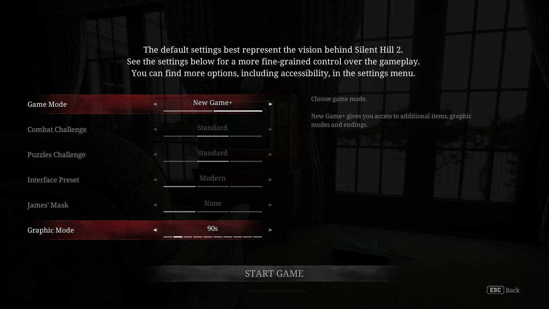 New Game Plus settings in the Silent Hill 2 Remake are shown - 3