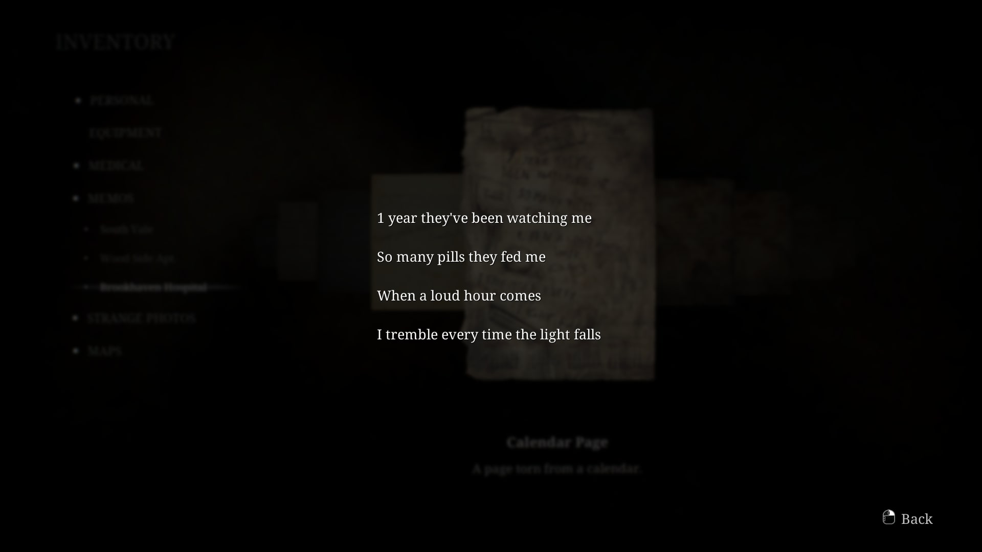 James reads a Calendar Page found in the Otherworld Hospital in the Silent Hill 2 remake - 7