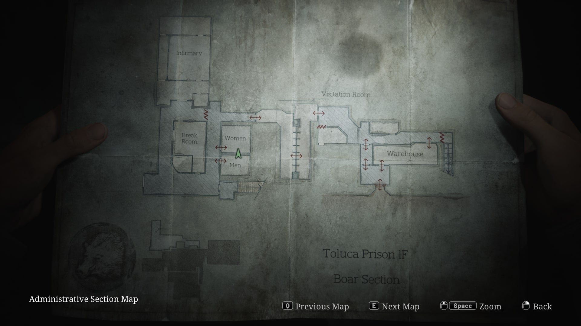 A map of the Boar Section of Toluca Prison is shown in the Silent Hill 2 remake - 9