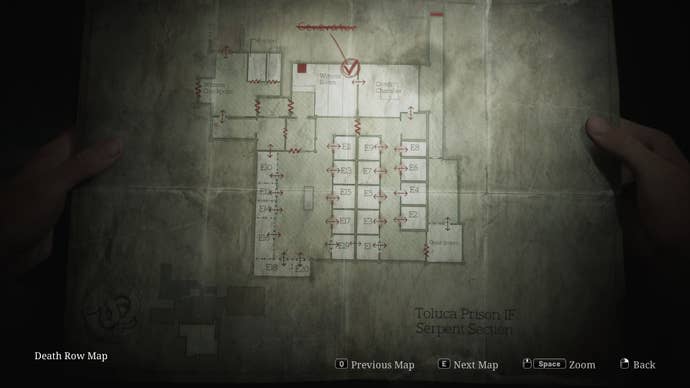 A map of the serpent section of Toluca Prison is shown in the Silent Hill 2 remake