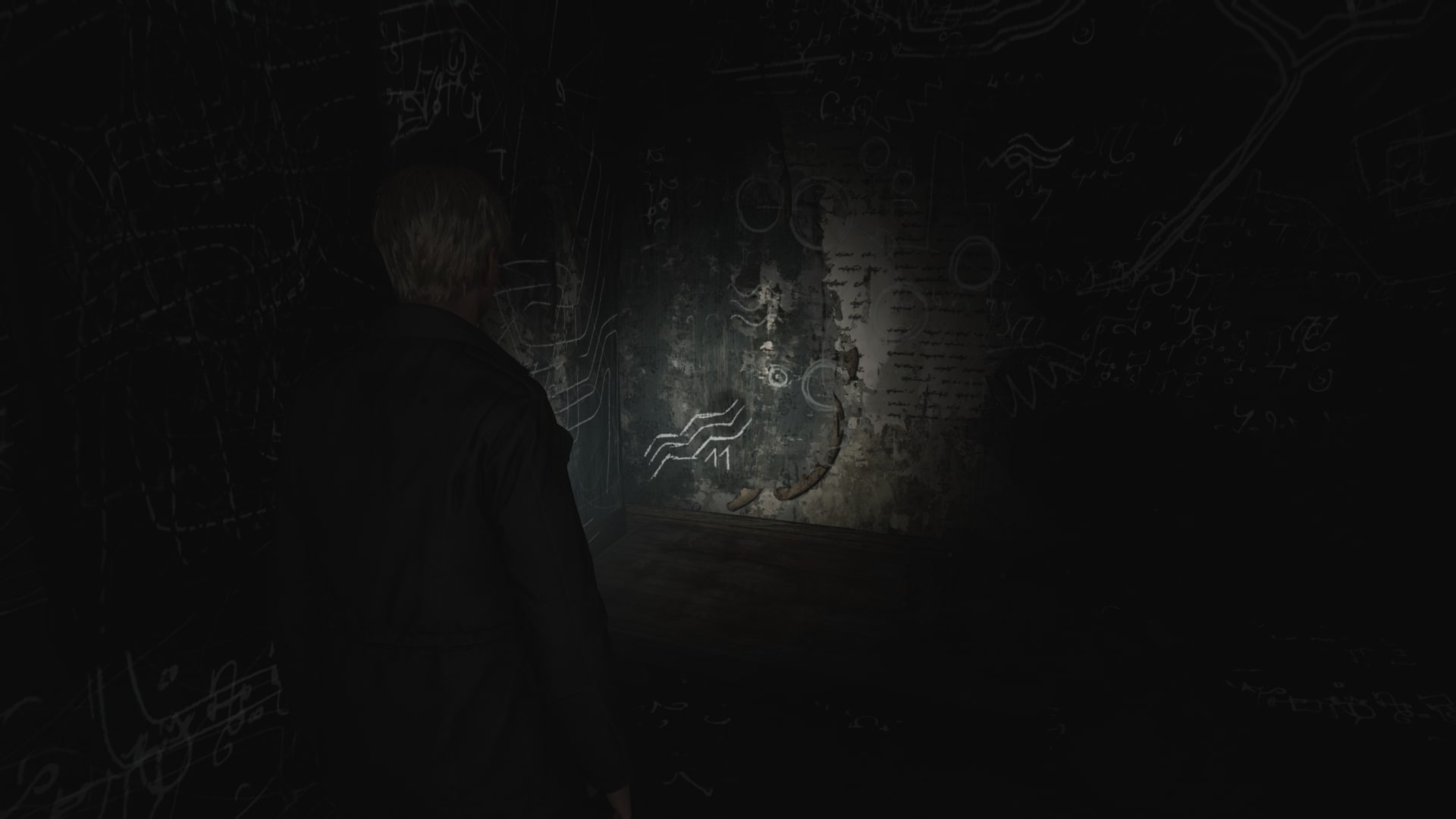 James looks at one of three drawings in Room 206 of Wood Side Apartments in the Silent Hill 2 remake - 9