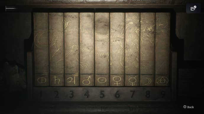 Close up of the correct book puzzle solution in Silent Hill 2.