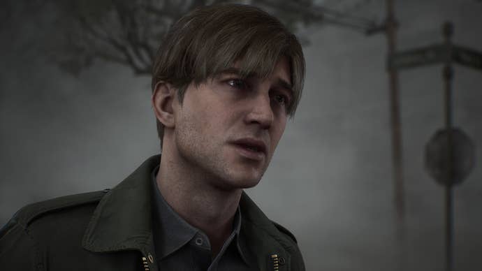 James looks perplexed successful a cutscene from the Silent Hill 2 remake.