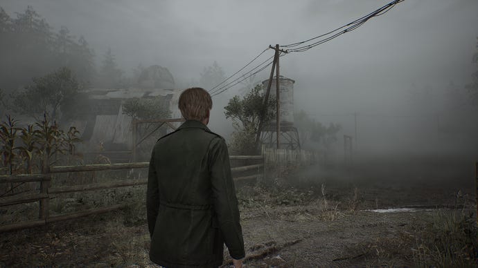 A foggy farm in the Silent Hill 2 remake.