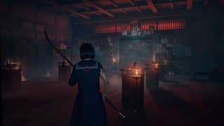 Hinako stands in Shu's museum in Silent Hill f