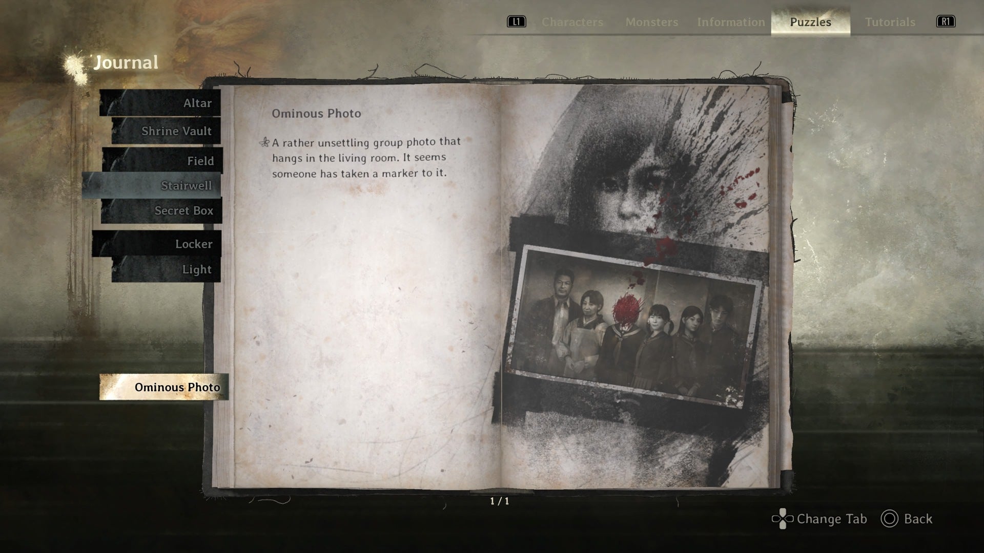 The Ominous Photo puzzle is shown in Hinako's journal in Silent Hill f