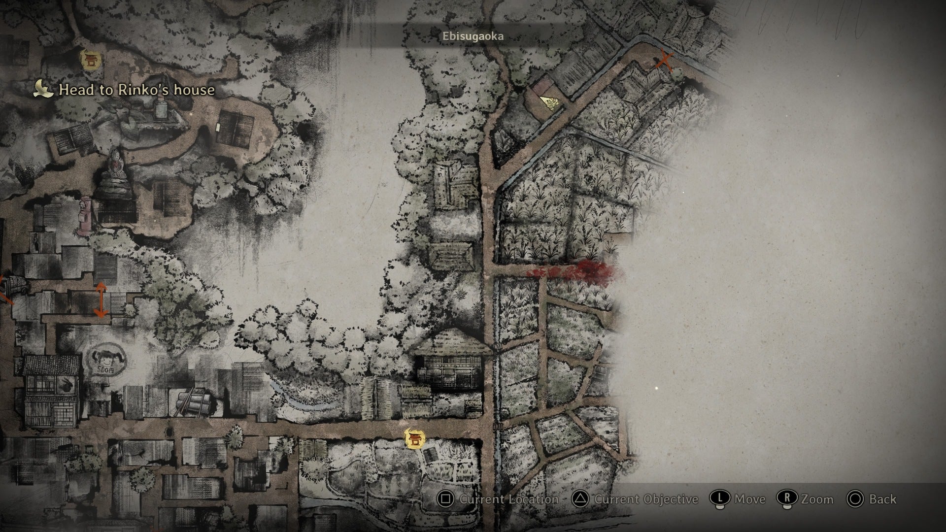 The location of second jizu statue is marked on the map of Ebisugaoka in Silent Hill f