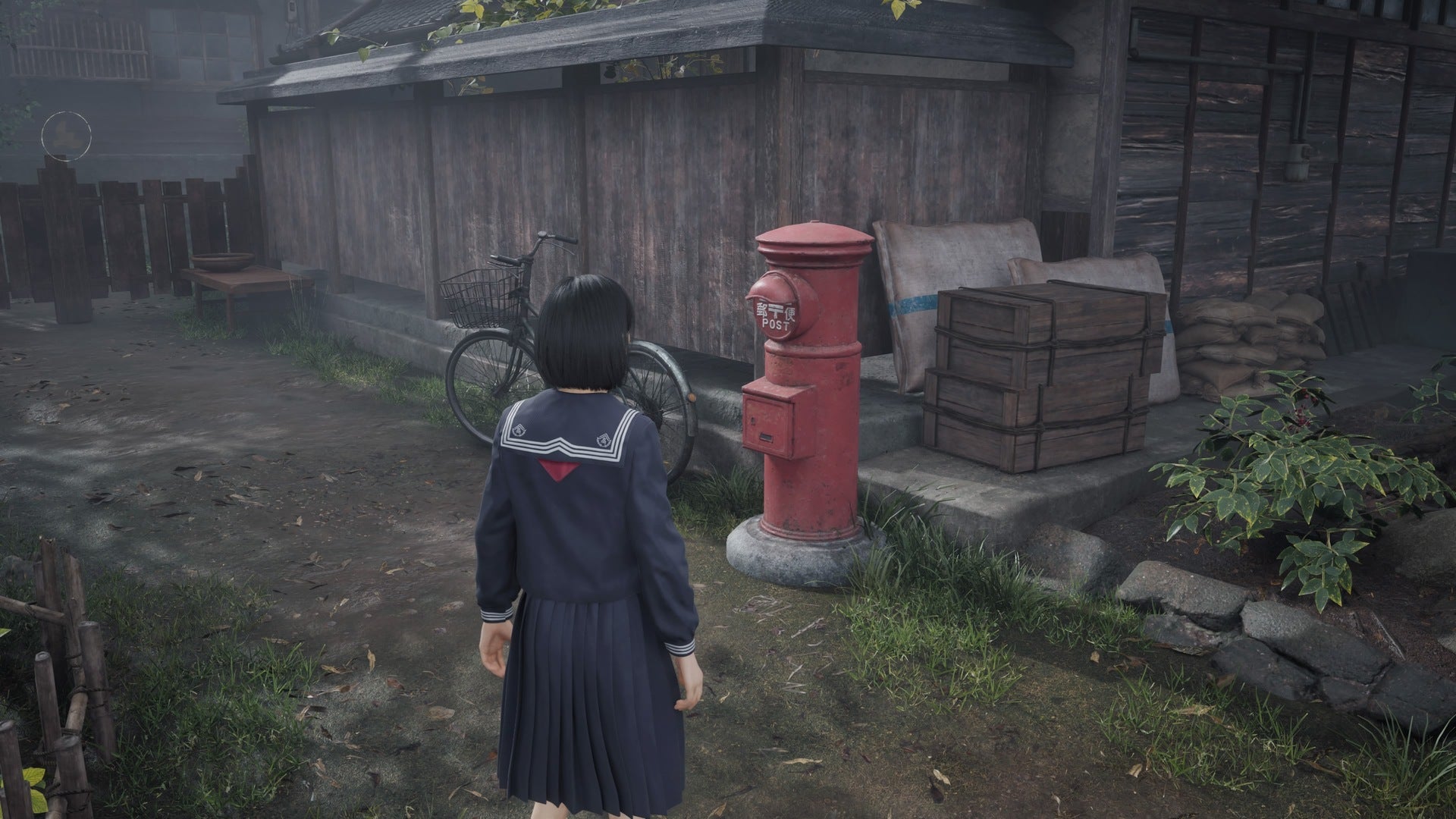 Hinako looks at a postbox in Silent Hill f