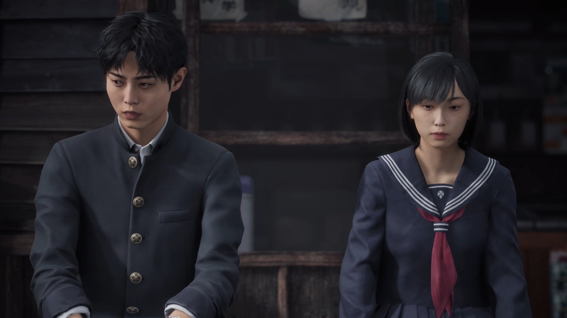 Hinkao and Shu sit next to each other Silent Hill f.