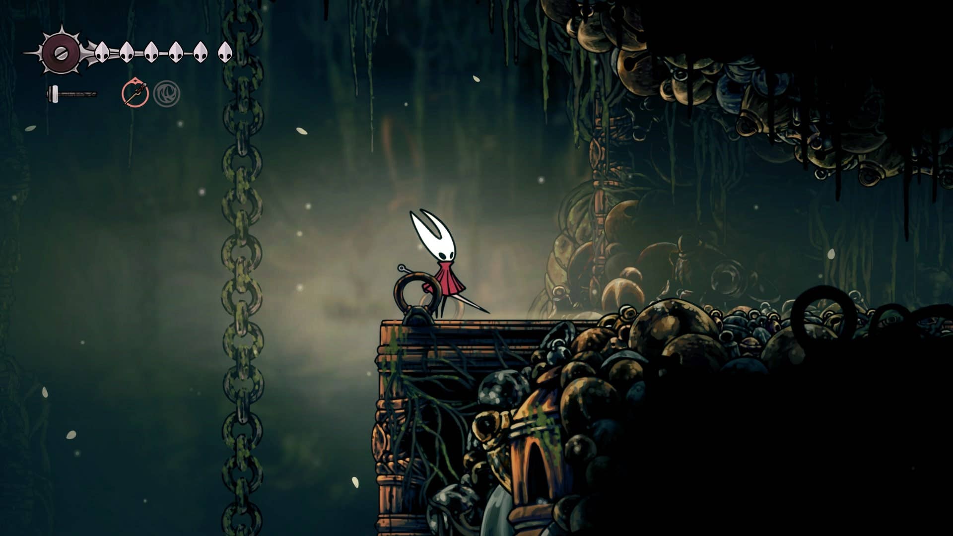 Hornet fica ao lado da saída de Shellwood mais ao norte em Bellhart em Hollow Knight: Silksong
