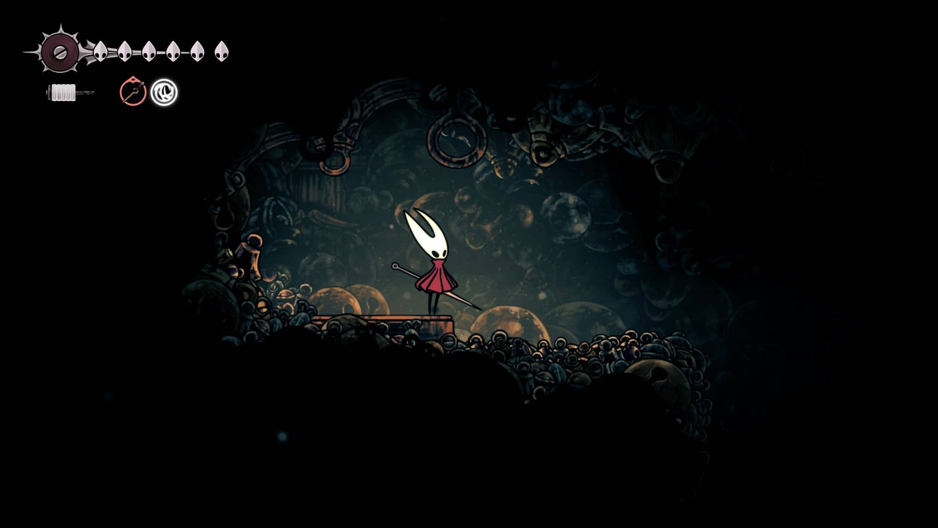 Hornet fica ao lado de onde uma pulga geralmente fica presa em Bellhart em Hollow Knight: Silksong