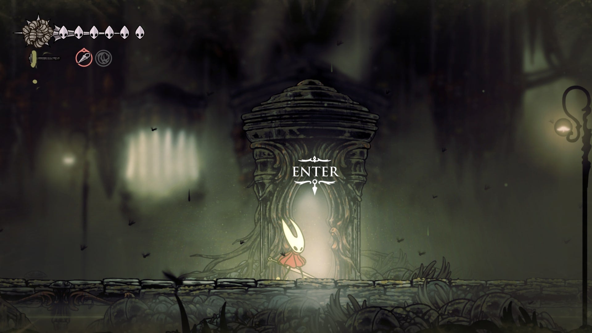 Hornet approaches the entrance to the Exhaust Organ in Hollow Knight: Silksong