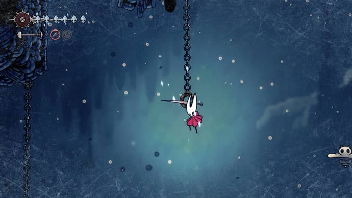 Hornet can be seen hanging from a Clawline disc in Mount Fay in Hollow Knight: Silksong